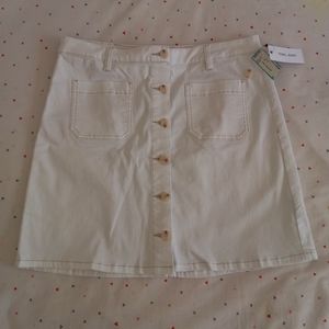 NEW TRIBAL WHITE DENIM BUTTON DOWN SKIRT  Sz 10